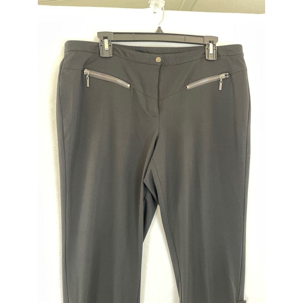 Bisou Bisou Black Women Pants Zippers Ankle Accents Career Casual Size 14 Black - Picture 5 of 10
